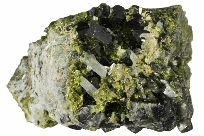 Epidote Crystal Cluster with Quartz - Peru #132632